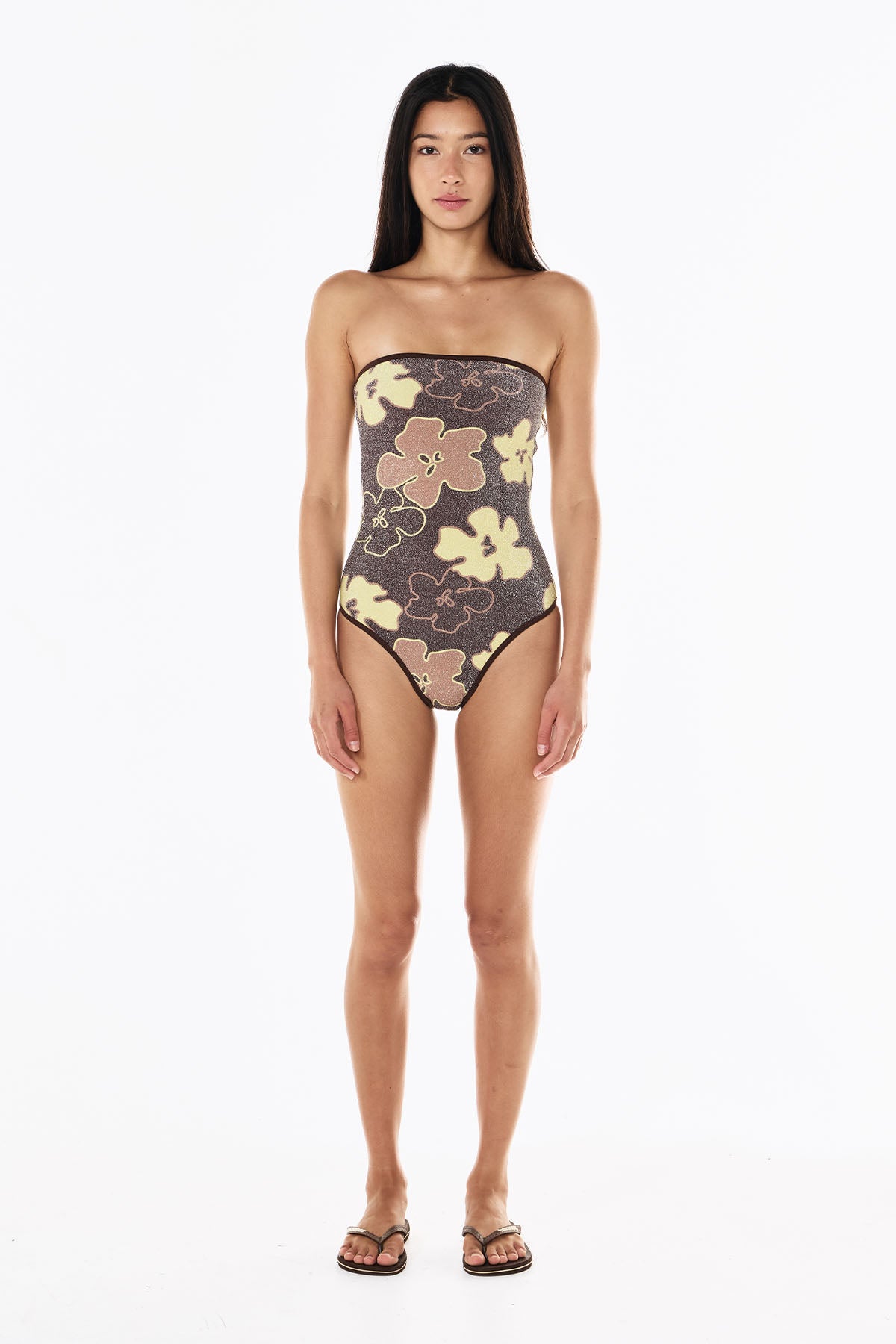 Elle Lurex One Piece | Mocha Floral