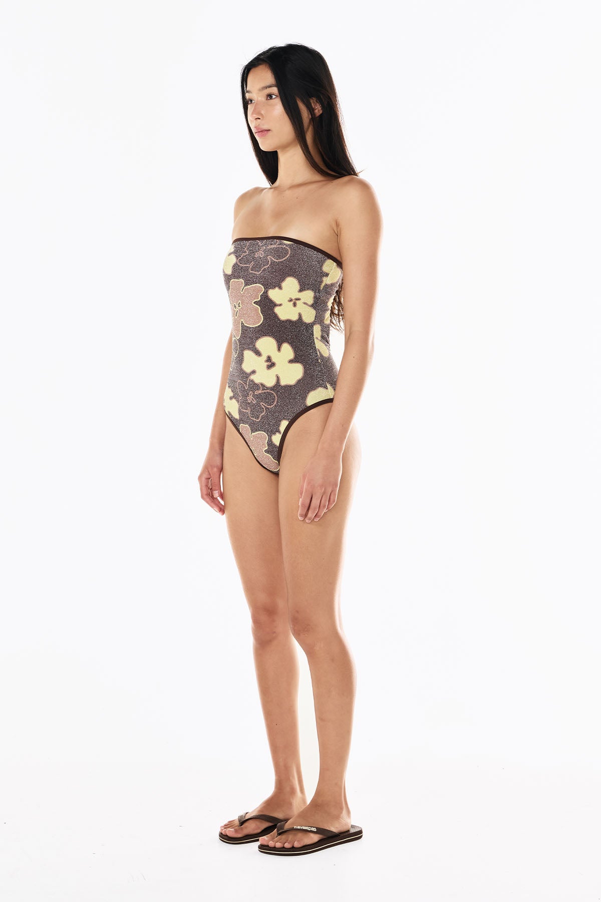 Elle Lurex One Piece | Mocha Floral