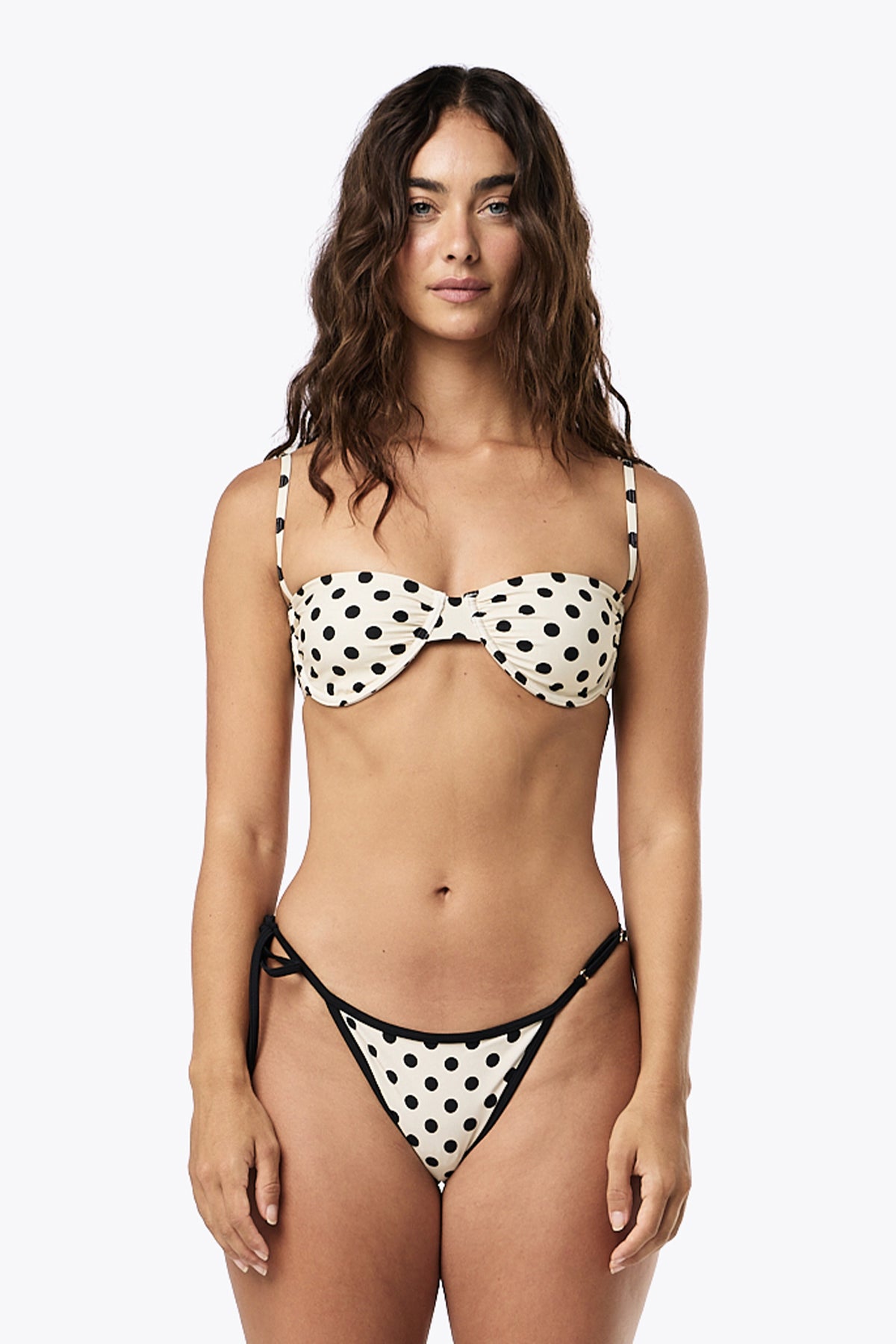 Gia Balconette | Cream Black Polka