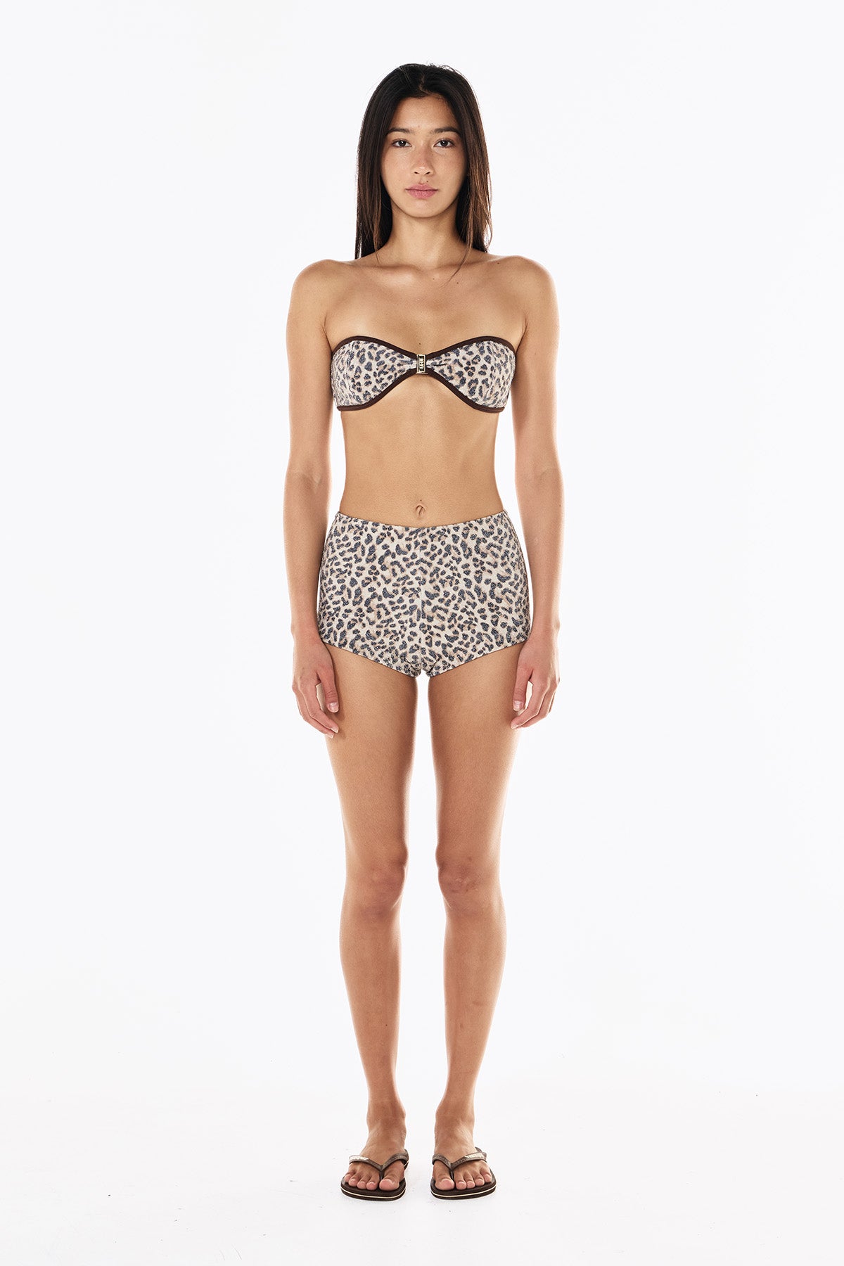 Gigi Lurex Mini Swim Short | Leopard