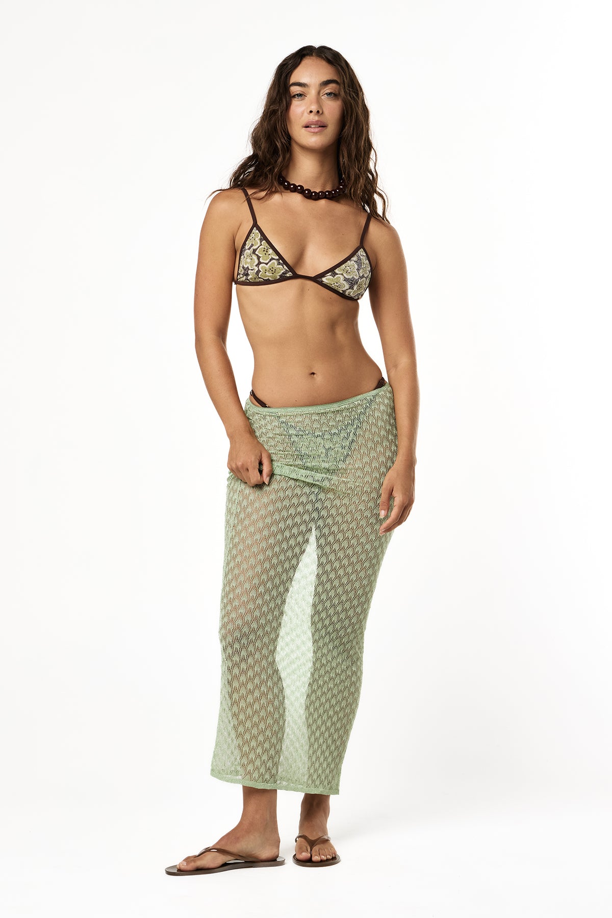 Twiggy Lurex Tri Top | Moss Bloom
