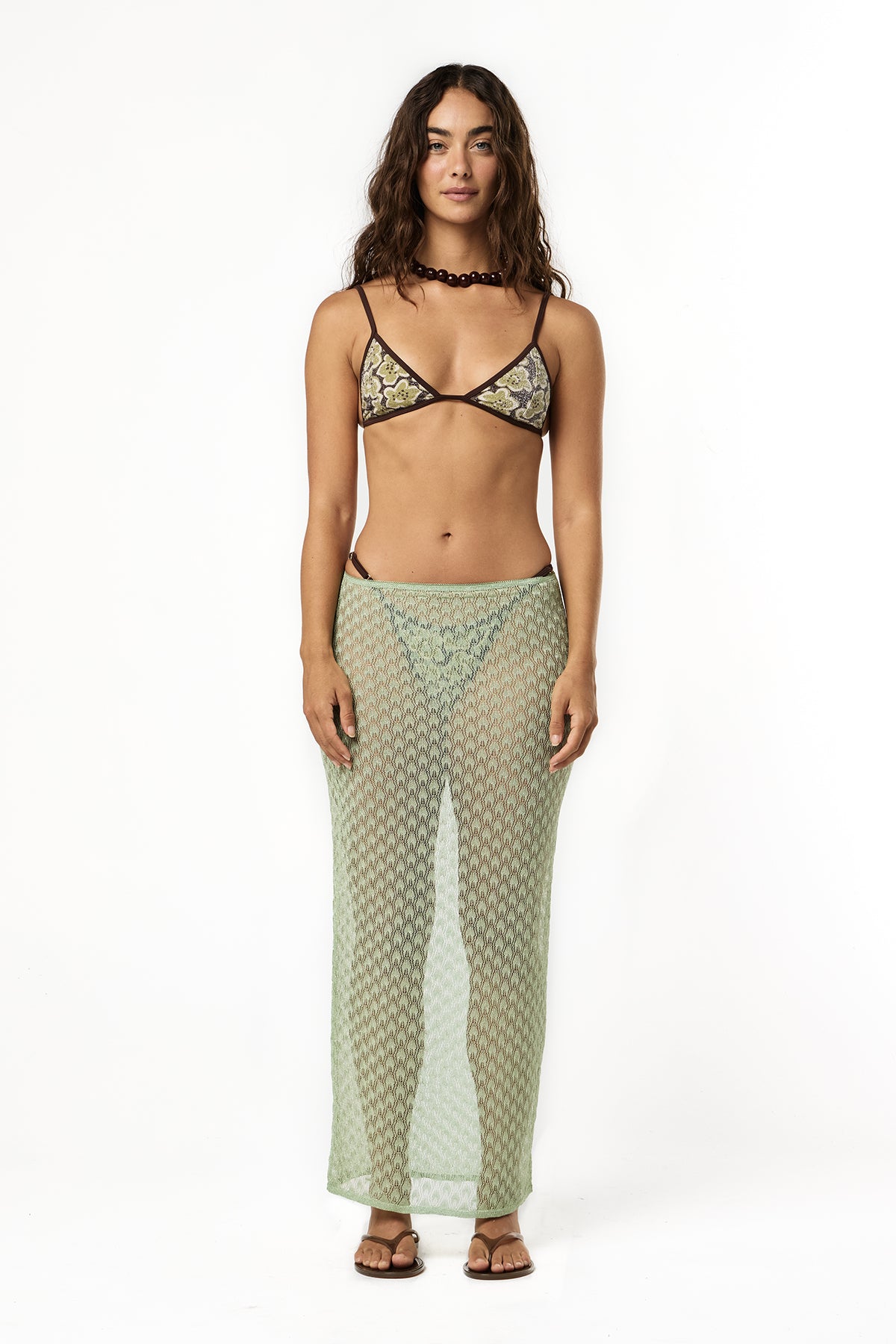 Knit Lurex Lace Skirt | Pistachio