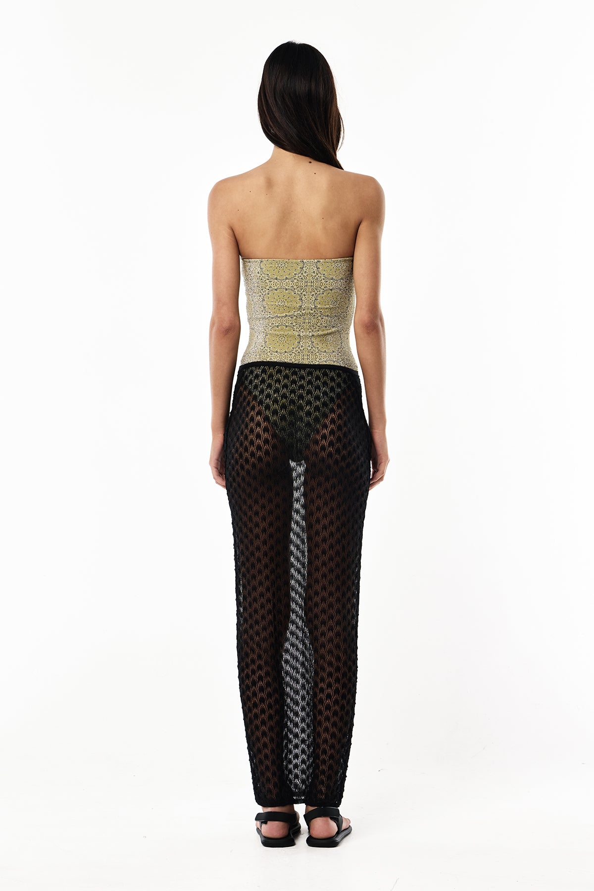 Knit Lurex Lace Skirt | Black