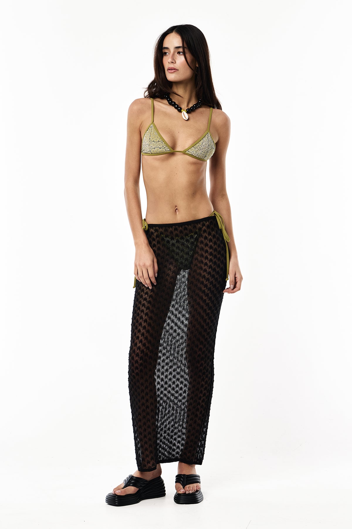 Knit Lurex Lace Skirt | Black