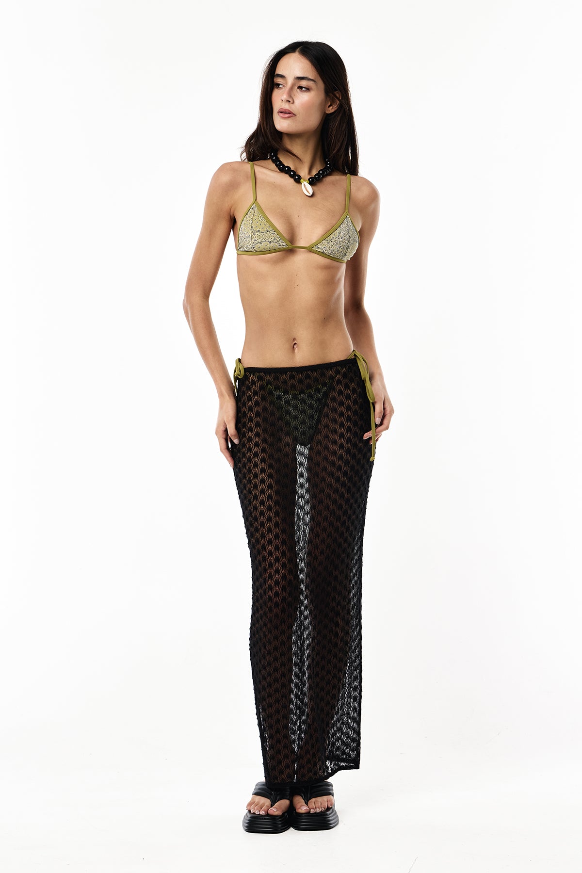 Knit Lurex Lace Skirt | Black