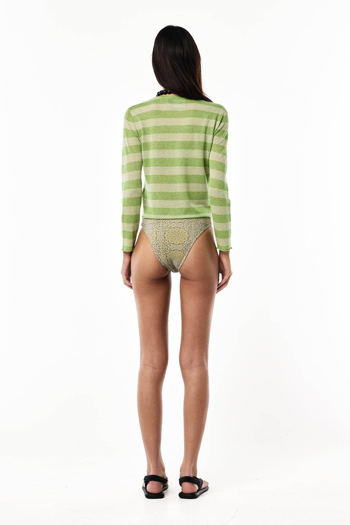 Lurex Knit Long Sleeve | Sage Stripe
