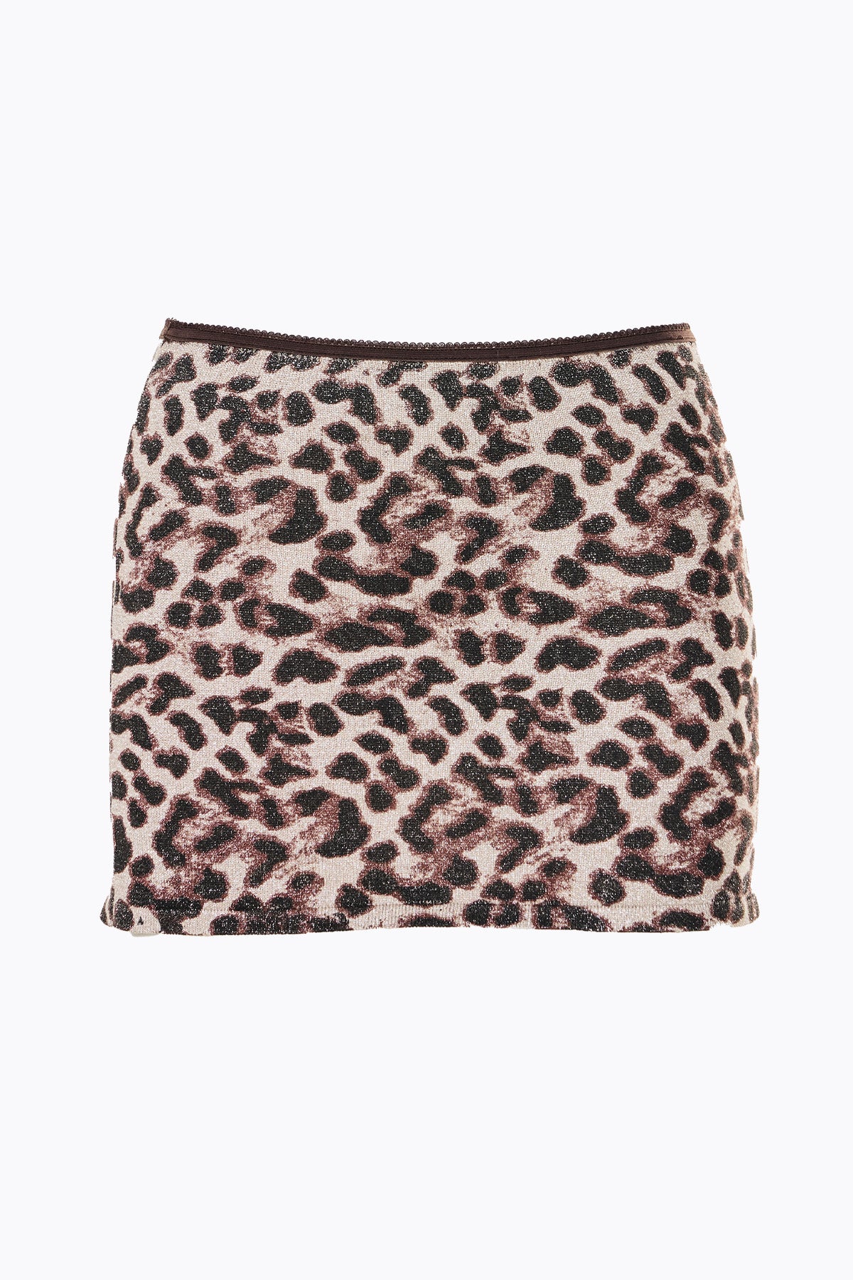 Lurex Knit Mini Skirt | Leopard