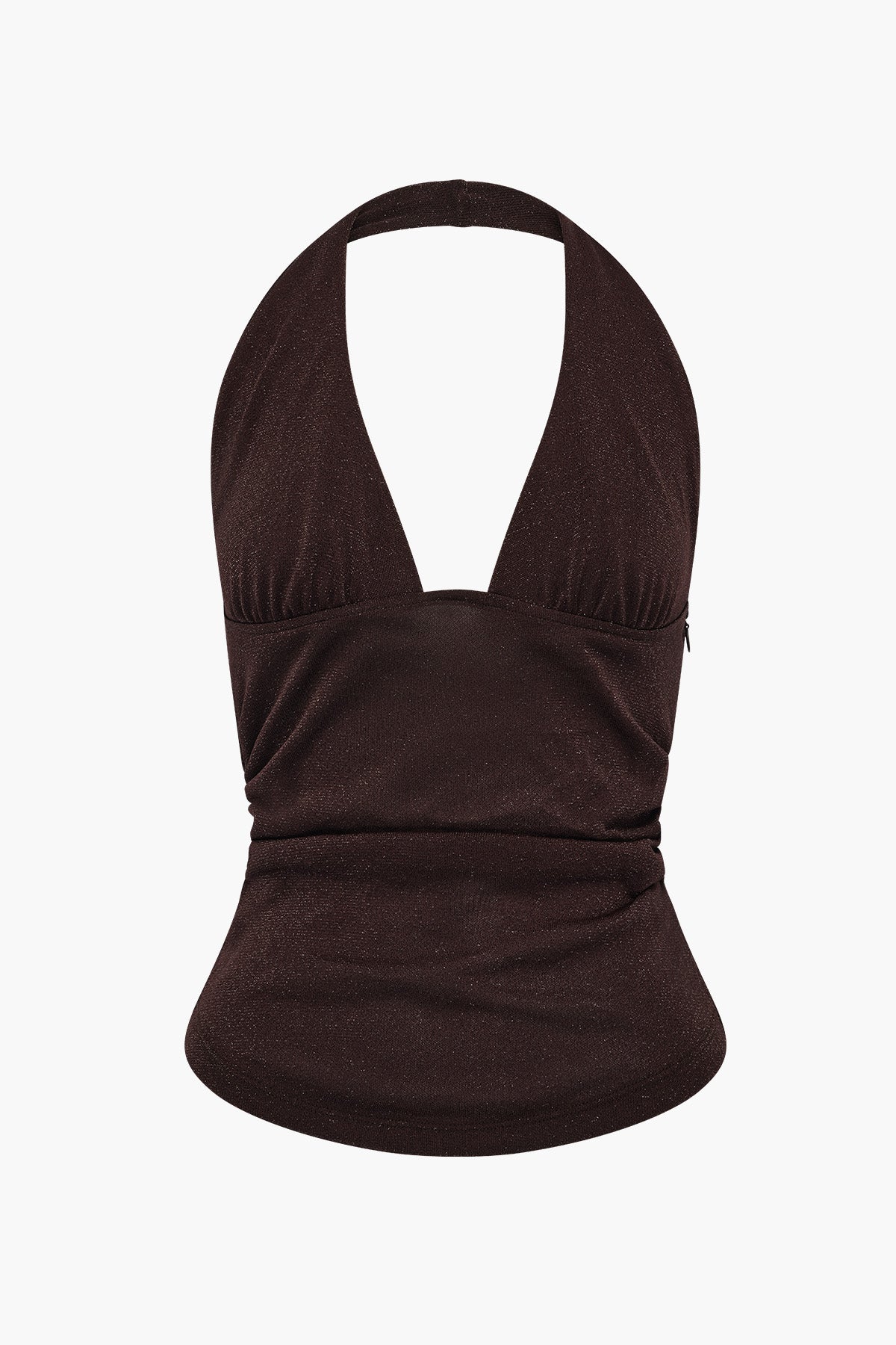 Sheer Lurex Halter Tank | Mocha