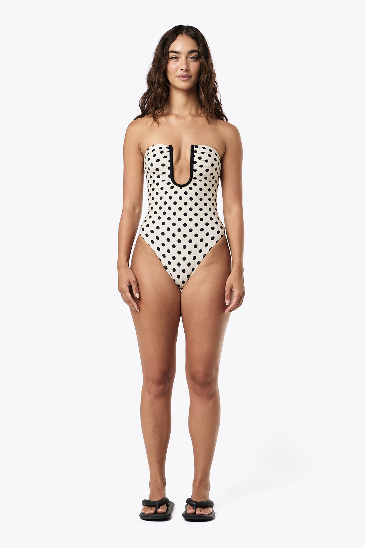 Peggy One Piece | Cream Black Polka