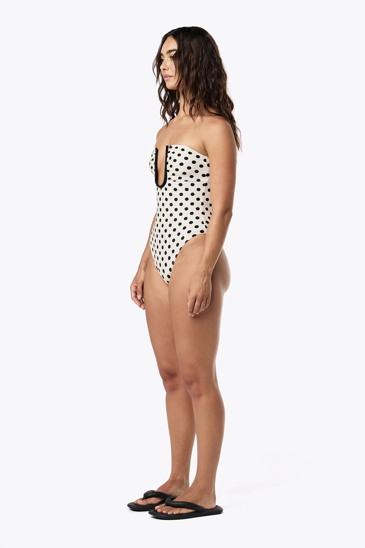 Peggy One Piece | Cream Black Polka