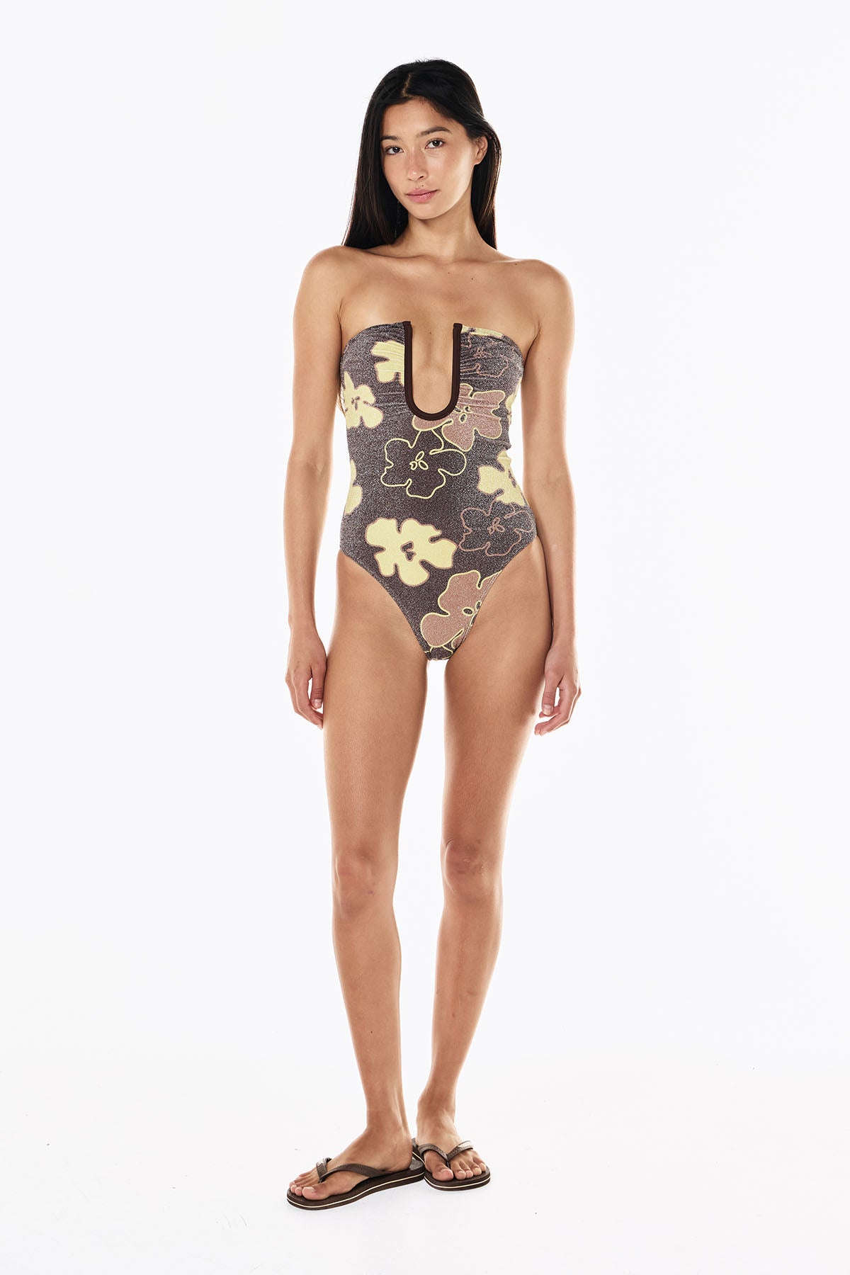 Peggy Lurex One Piece | Mocha Floral