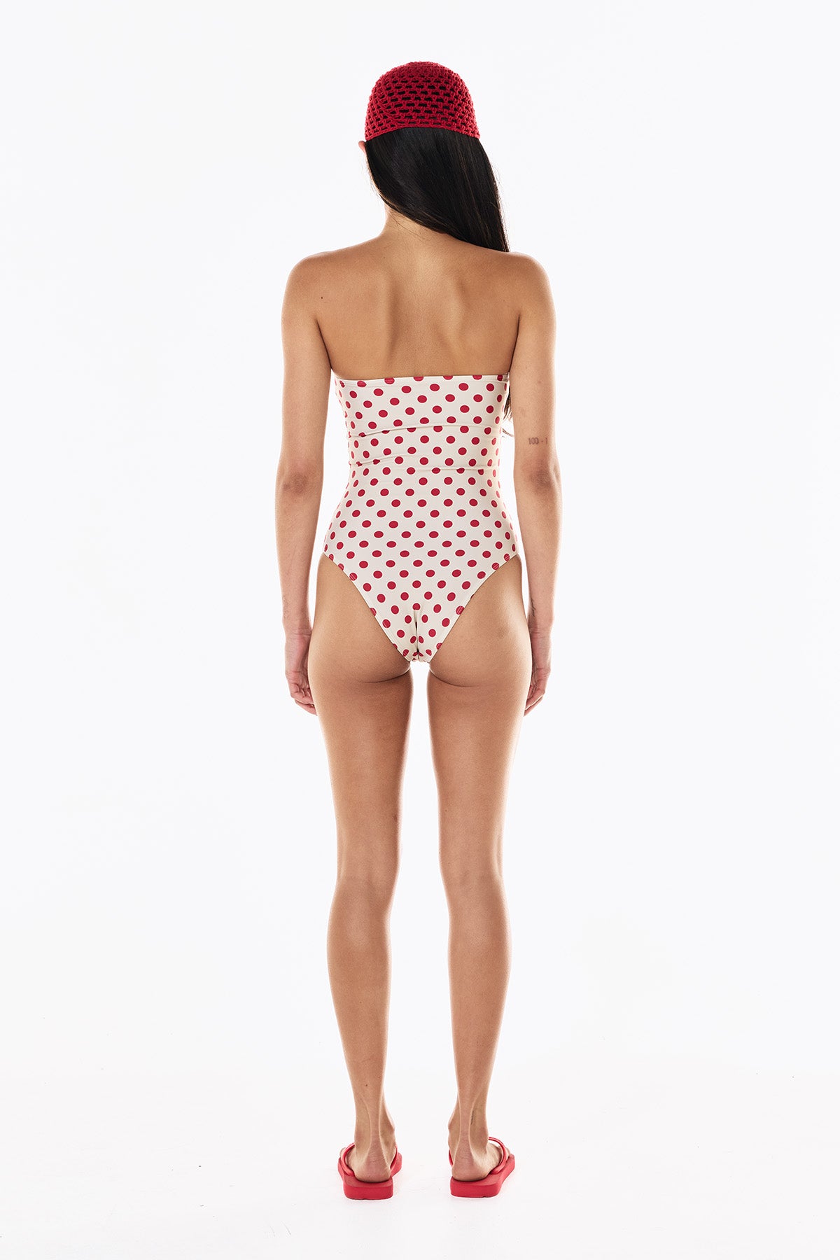 Peggy One Piece | Cream Scarlet Polka