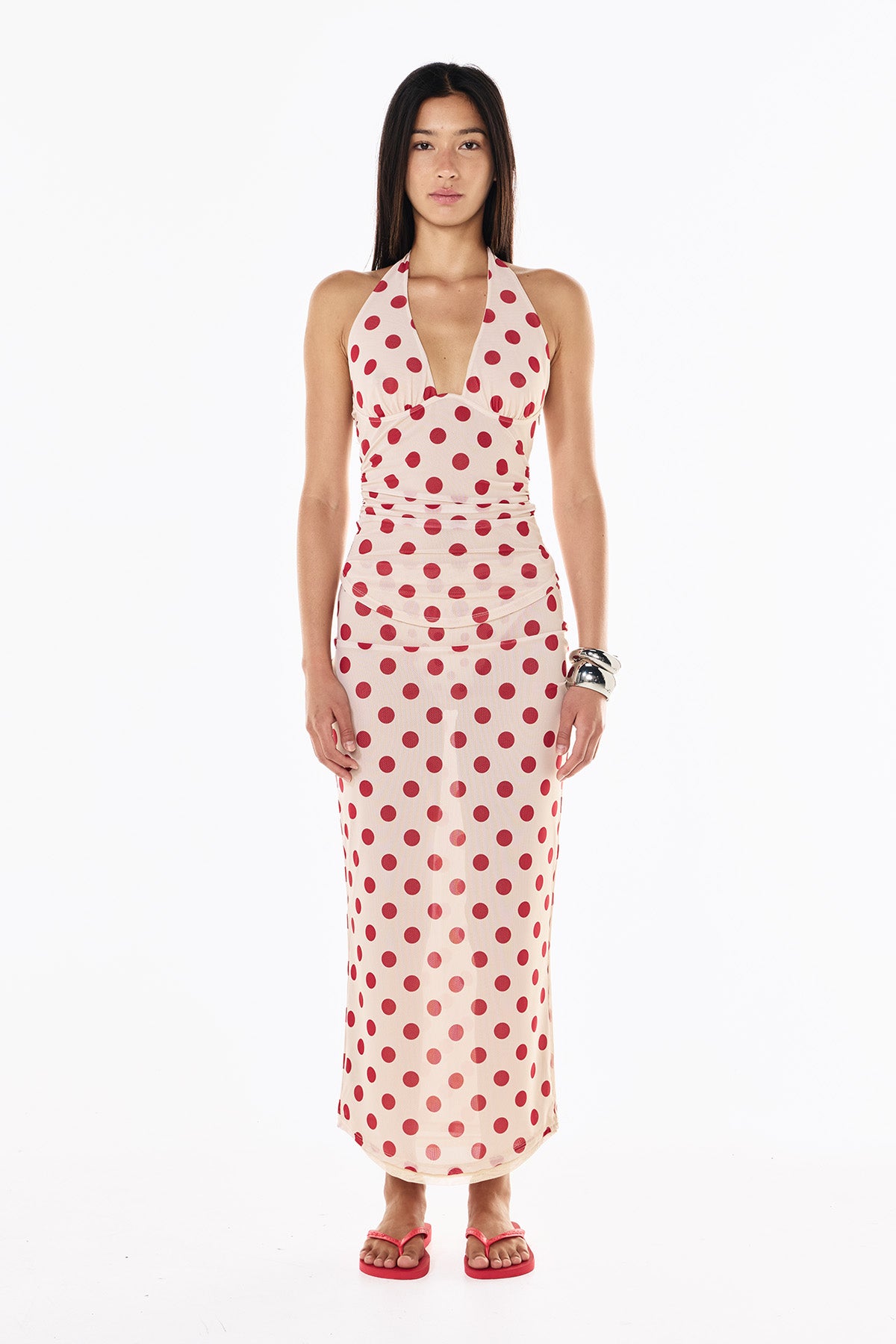 Sheer Skirt | Cream Scarlet Polka