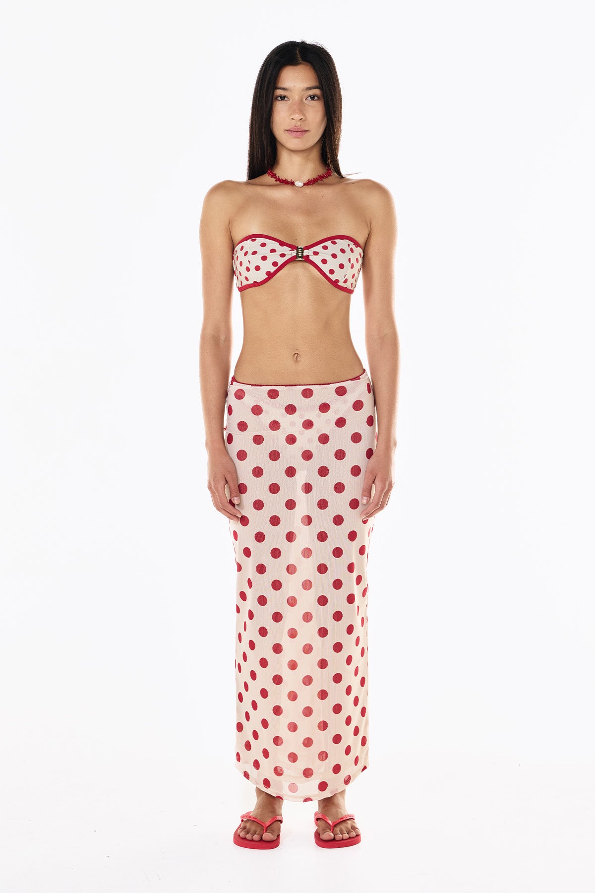 Sheer Skirt | Cream Scarlet Polka