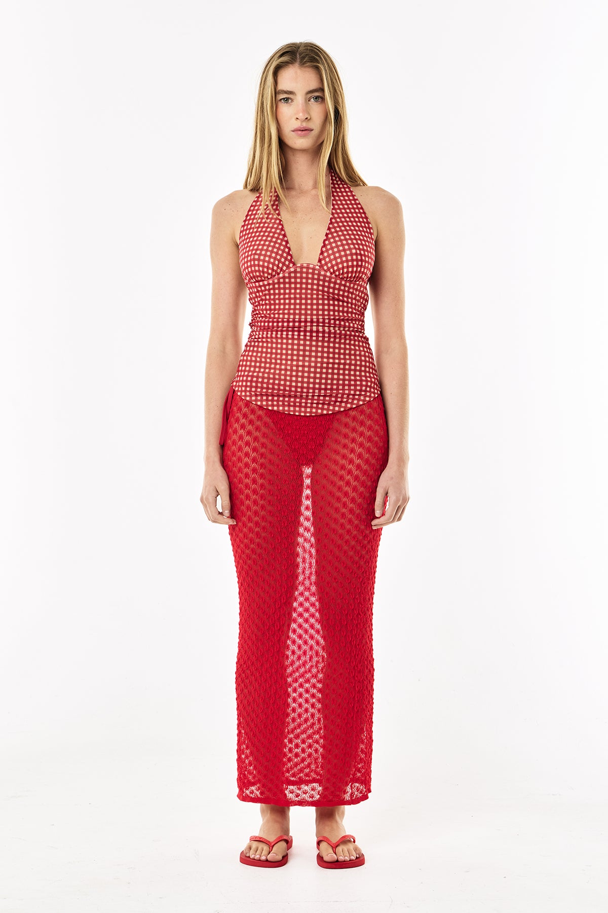 Sheer Halter Tank | Cherry Check