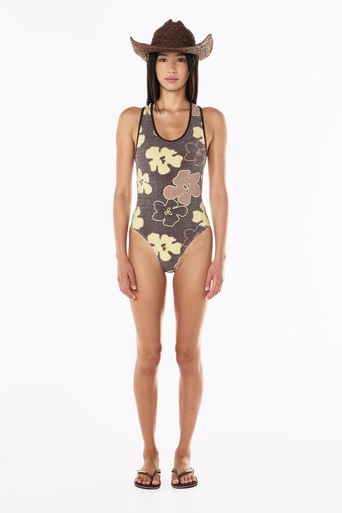 Tilly Lurex One Piece | Mocha Floral