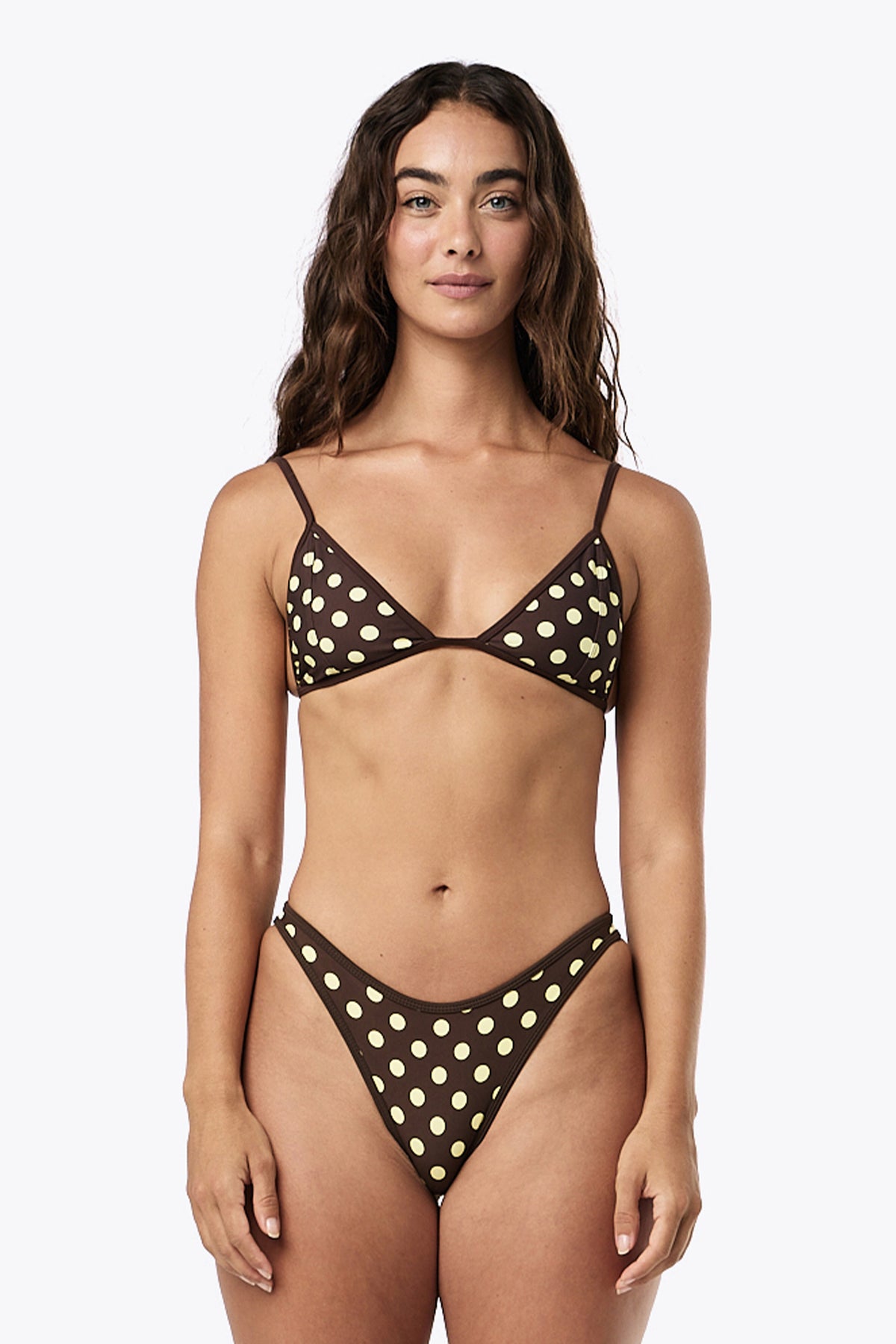 Twiggy Tri Top | Mocha Lemonade Polka